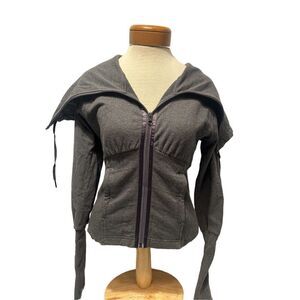 Lululemon Full-Zip Cowl Neck Gray Jacket women's Size 4 hunter gray